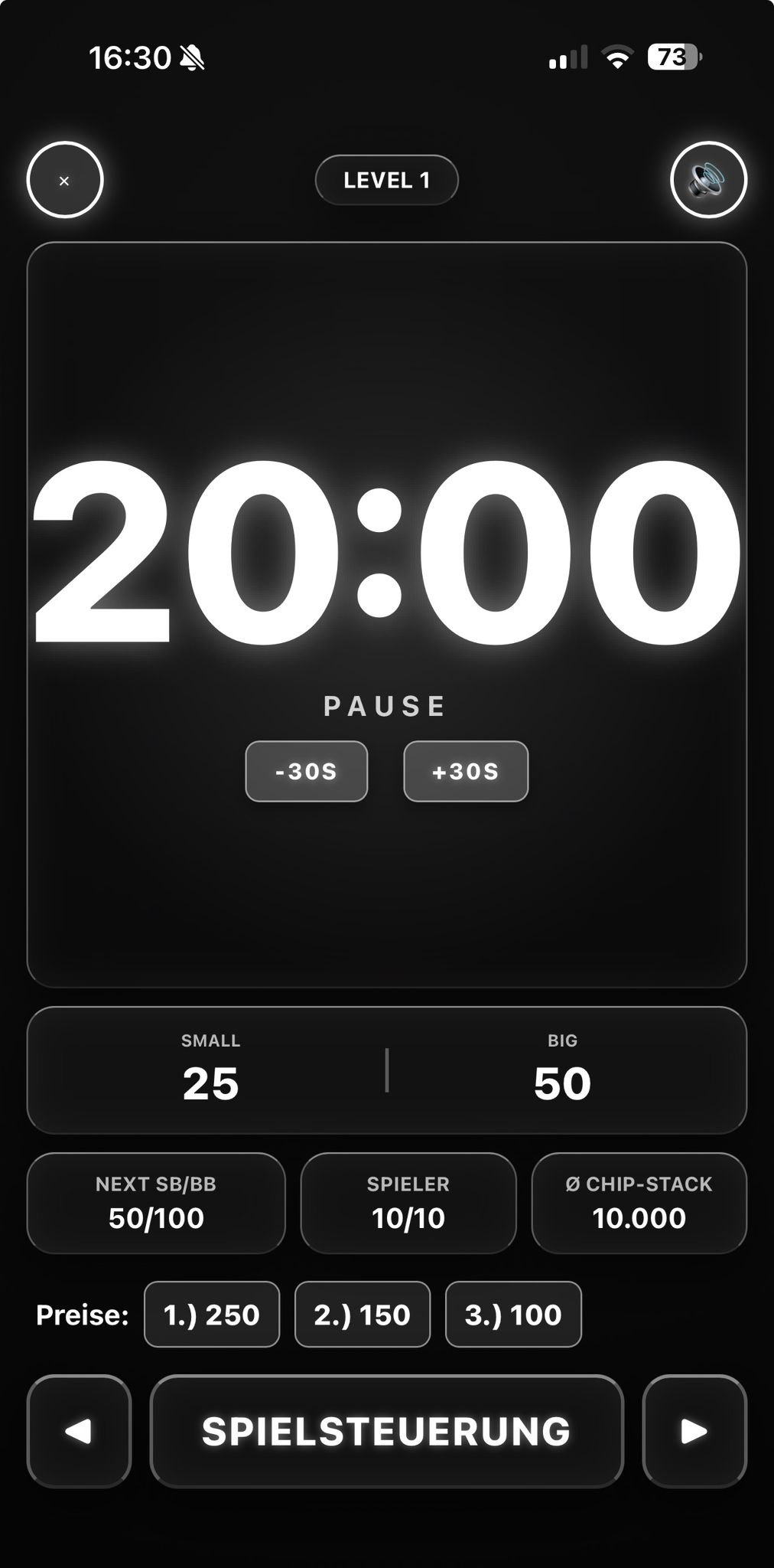 Timer screen with custom accent color
